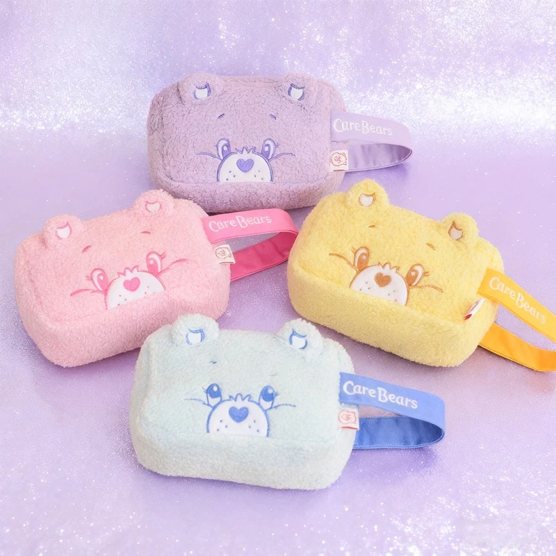 

New Cute Cartoon Care Bears Cute Soft Bear Embroidered Cosmetic Bag Coin Purse Wrist Bag Large Fashionable Birthday Gift
