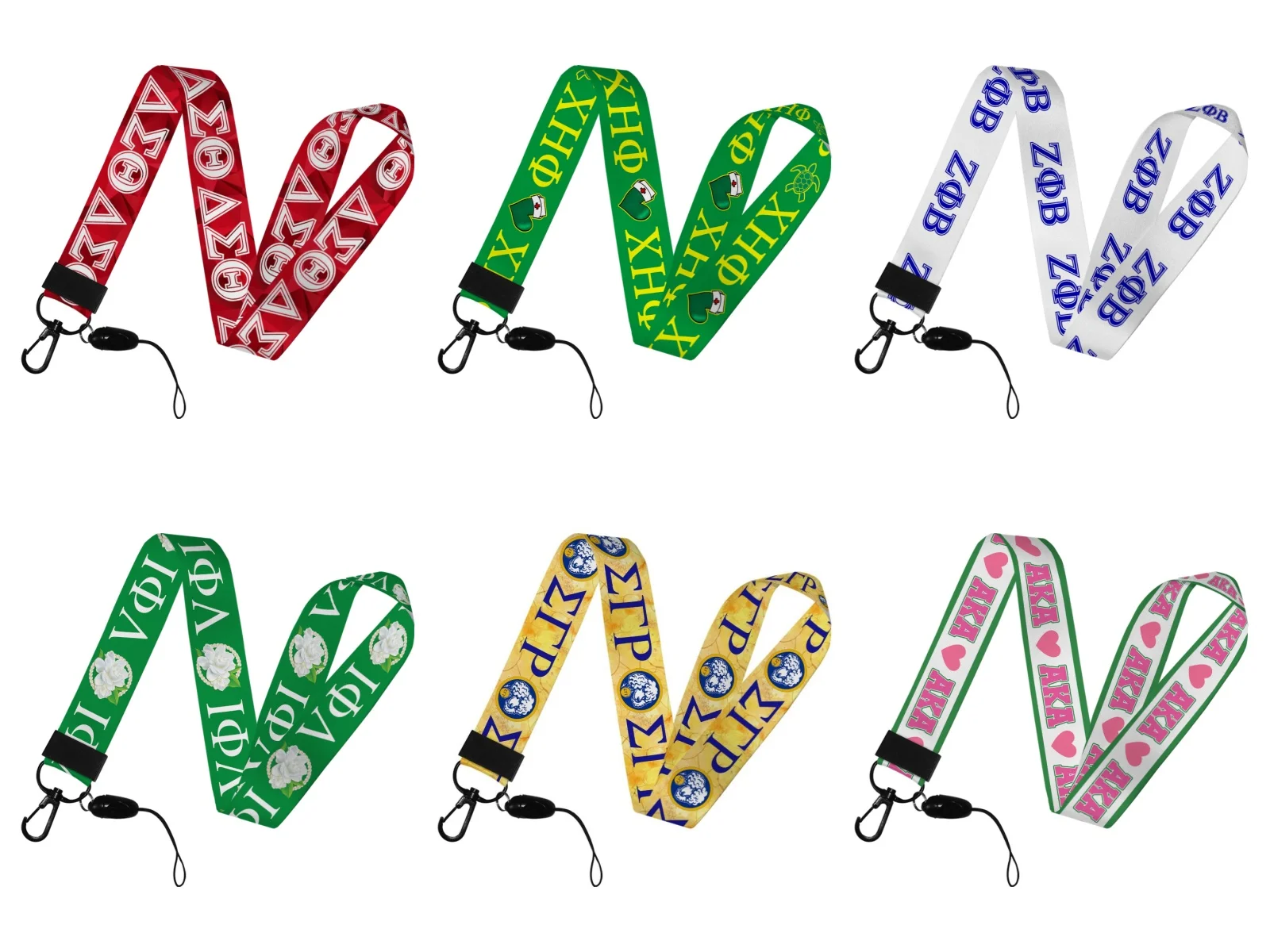 Sorority Fraternity Accessories Polyester Neck Lanyards for Keychain Neck Straps Badge Card Holder Hang Rope Keyrings Gifts