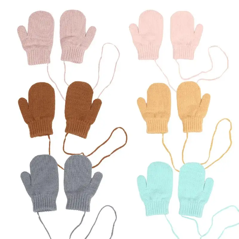 Nieuwe 1-4Y Kinderhandschoenen Winter Baby Pluche Koraal Handschoenen Peuter Volledige Vingers Leuke Wanten Warme Winddichte Handschoen Voor Jongens Meisjes