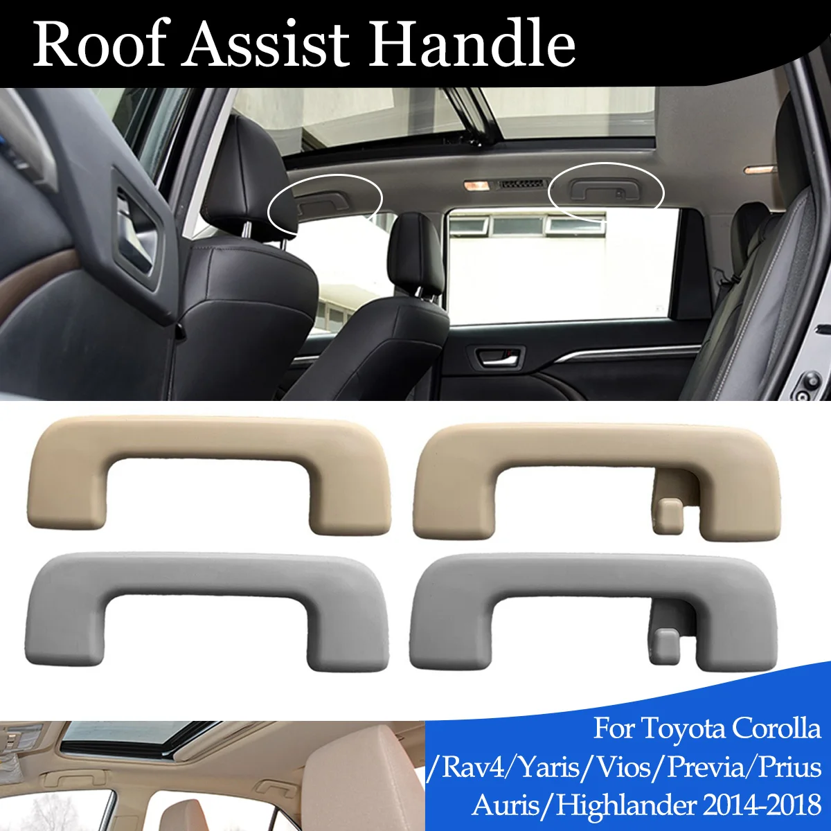 Telhado interior alça telhado puxar alça teto braço corrimão para toyota corolla highlander rav4 altis yaris vios 2014-2017