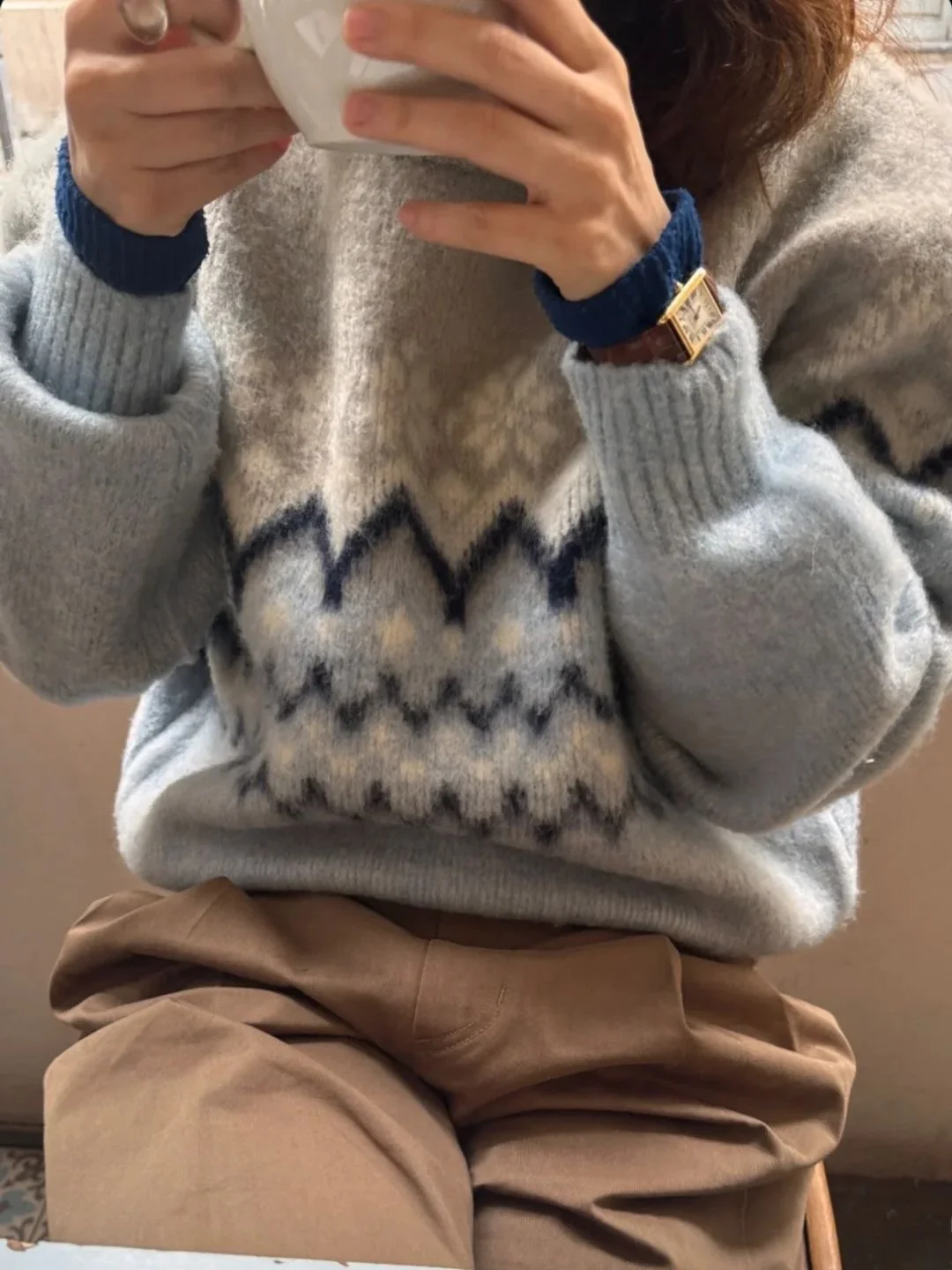 

Loose round Ne Sweater Snowflake Embroidery Autumn Winter Knitted Long Sve Comfortable Fit Women's Faion Crew Ne Swe...