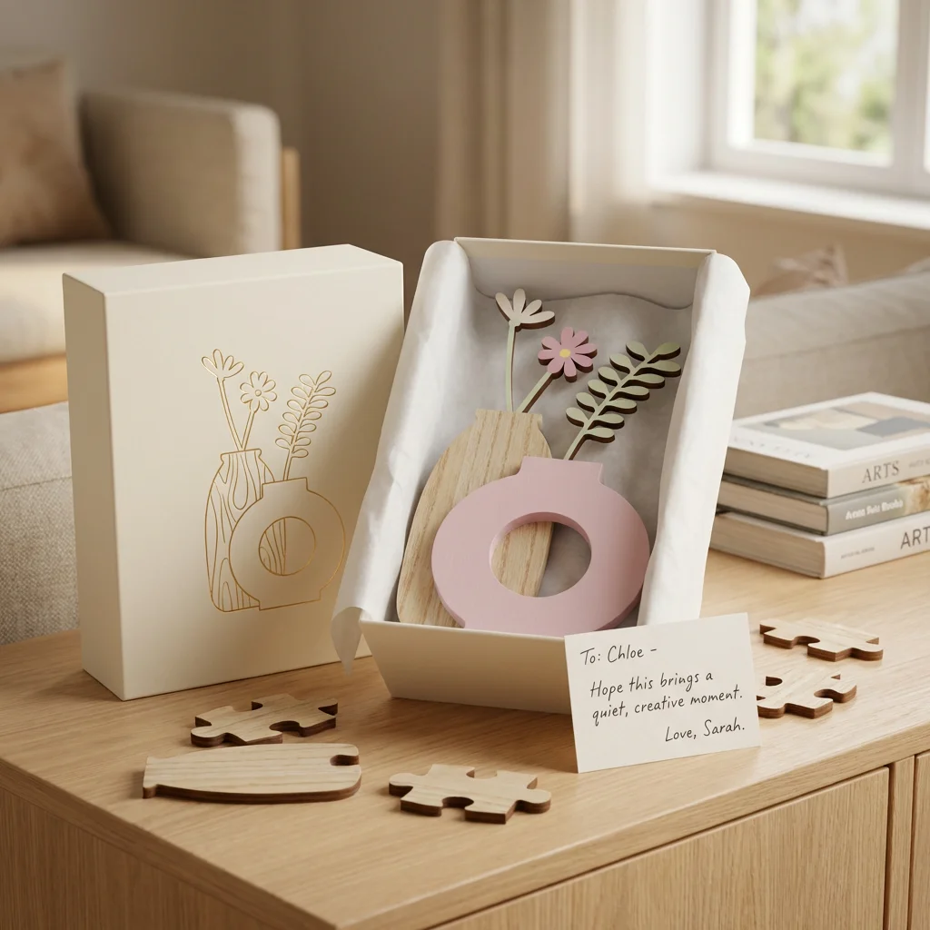 DIY Wooden Daisy Flower Assembly Set - Modern Minimalist Style Nesting Vase Decoration, Spring Pastoral Style Desktop Aesthetics, Suitable for Home, Office, Shelves, and Nightstands, Can Be Placed on Desk or Dining Table, Unique Floral Figurine Gift
