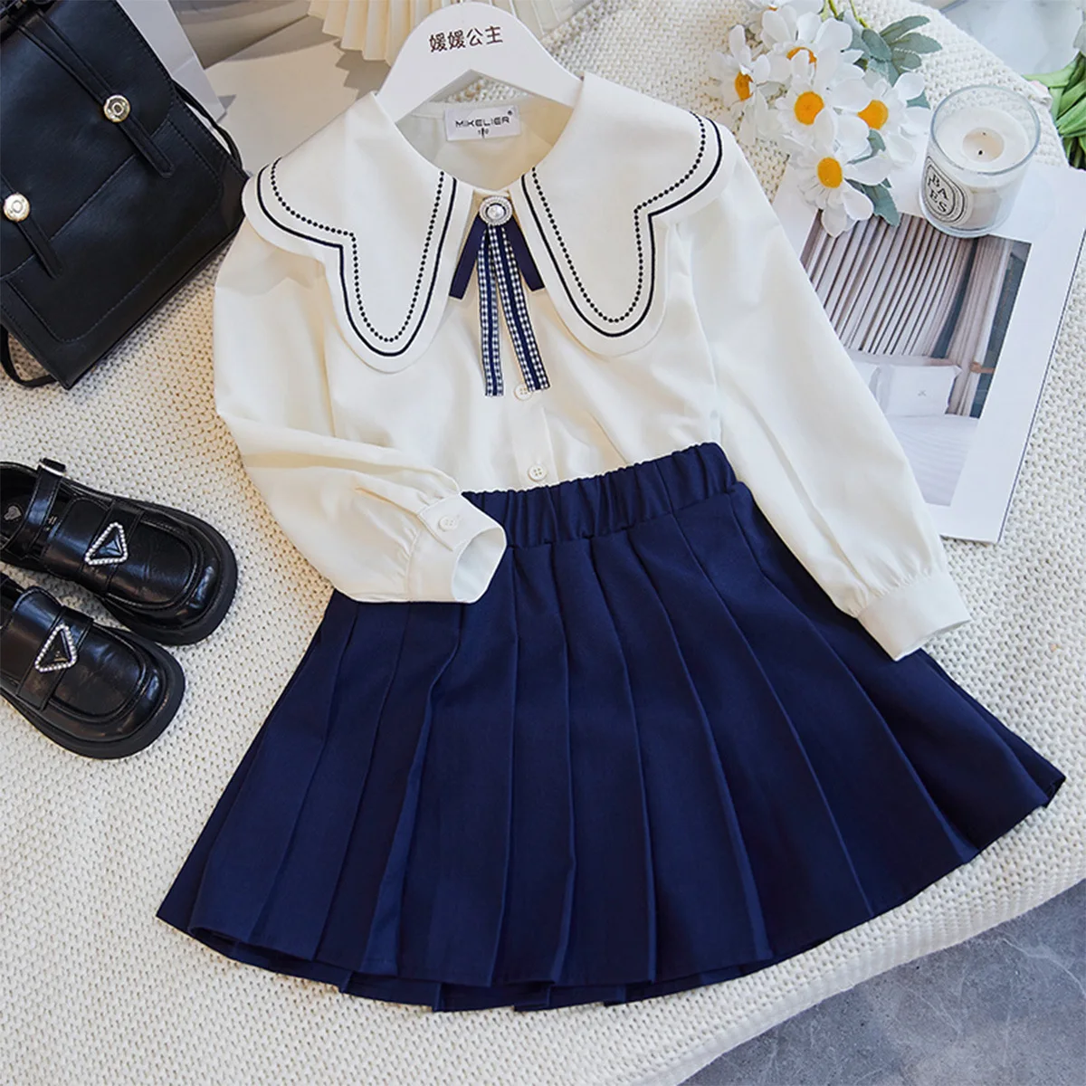 الفتيات الزي الأكاديمي 2025 الخريف سترة متماسكة مجموعة للأطفال الكبار الموضة العصرية سترة 110-170 سنتيمتر #6