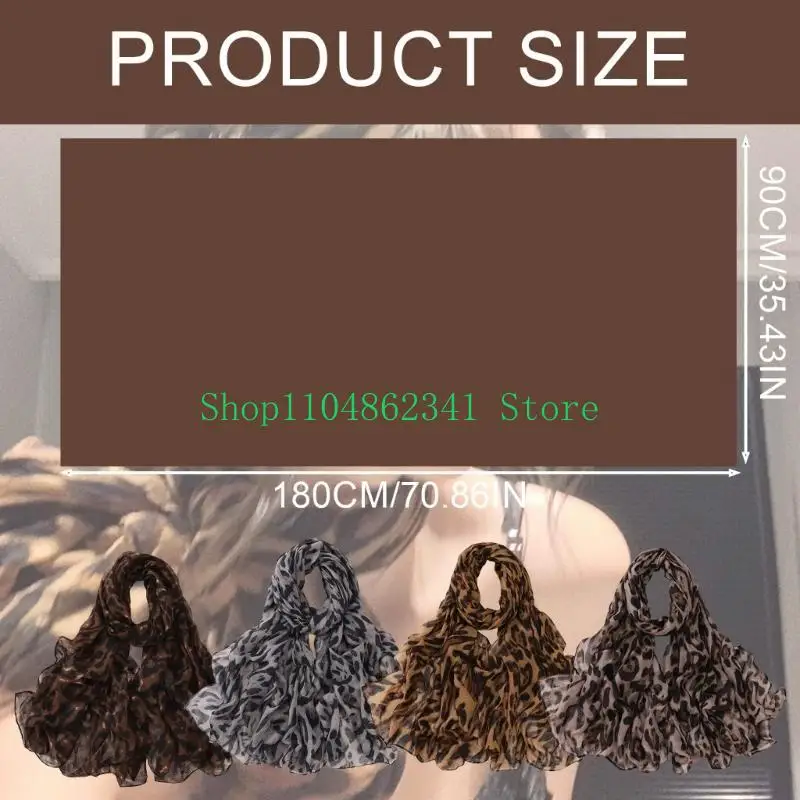 5asd 180cm Leopard Print Scarf Fashionable Neck Wrap Shawl Comfortable & Breathable