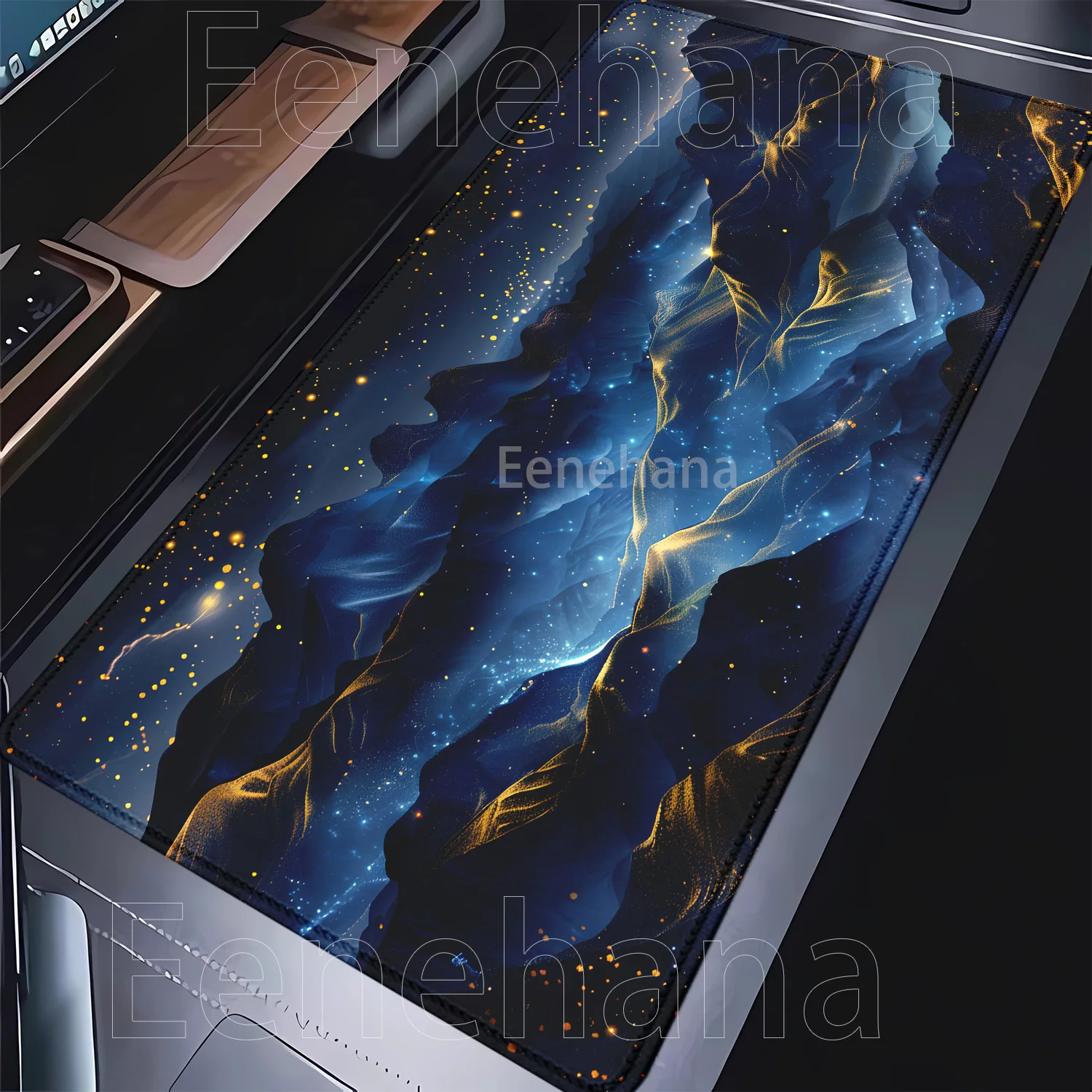 Landschaft Berg Sonnenuntergang Cartoon Mauspad Großer Teppich Rastkante Tastatur Gaming großes Mauspad HD-Druck 400 x 900 mm Schreibtischunterlage