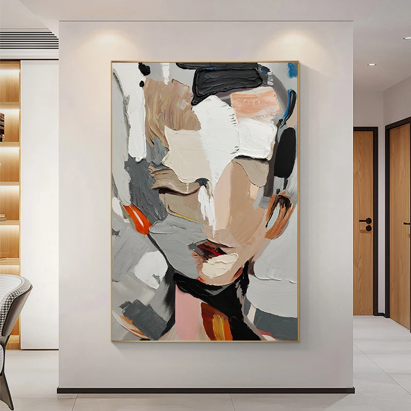 Abstract Woman Painting Prints Modern Wabi Sabi Girls Canvas Painting Wall Art for Porch Living Room Decoration No Frame