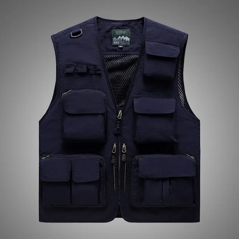 MAIIDANGDI gilet da lavoro multitasche da uomo Casual Outdoor Fishing Photography canotta pubblicitaria giacca stampata