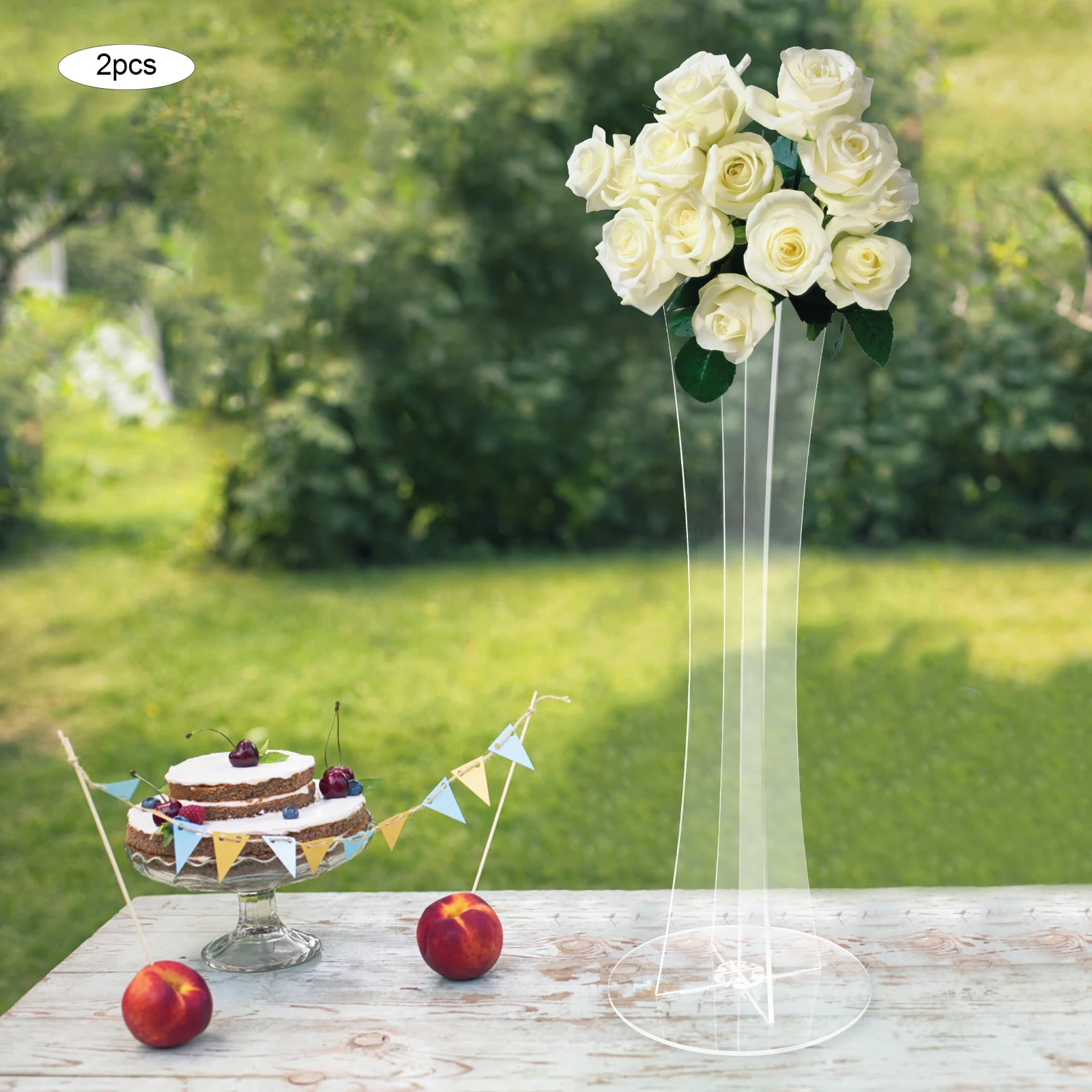 Acrylic Flower Stand Wedding Event Party Props Set of 2 Clear Pedestal Various Inch Tall Vases Home Decor