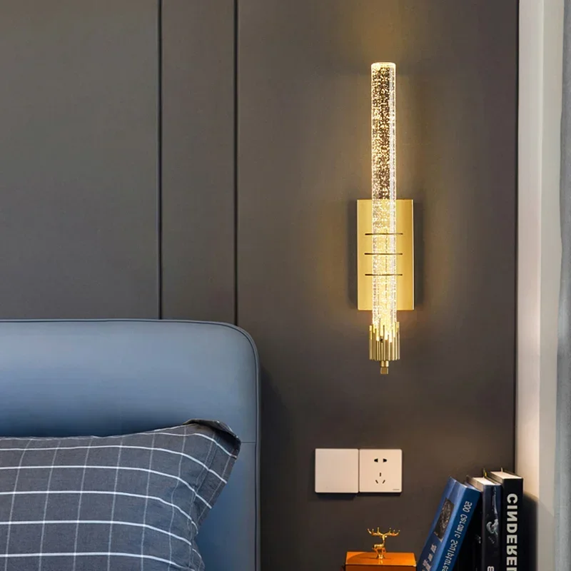 

SANDYHA Stylish Bubble Crystal LED Wall Lamp Long Strip Design Perfect for Home Decor Bedroom Foyer Corridor Lighting