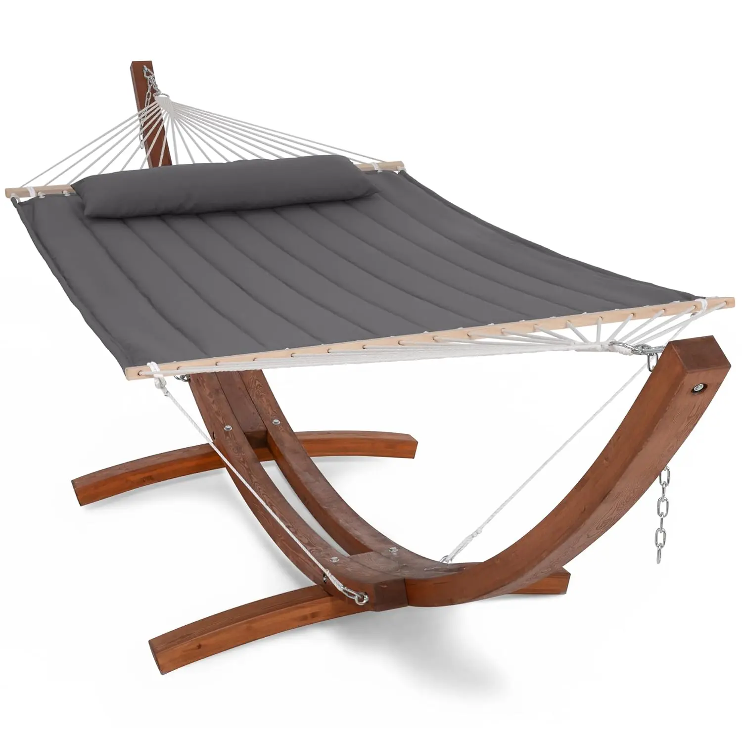 

Double Hammock with Wooden Stand Heavy Duty 475 lbs Outdoor Patio Garden, Customized