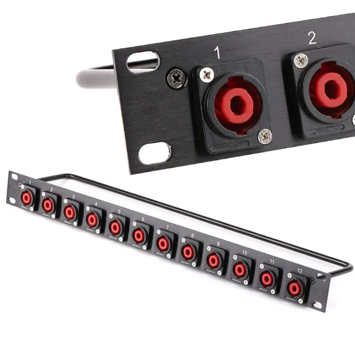 랙 패치 패널 8 12 16 웨이 스피콘 커넥터 1U 플라이트 케이스 마운트 전문 스피커 오디오 4핀 스피콘 암 잭 소켓