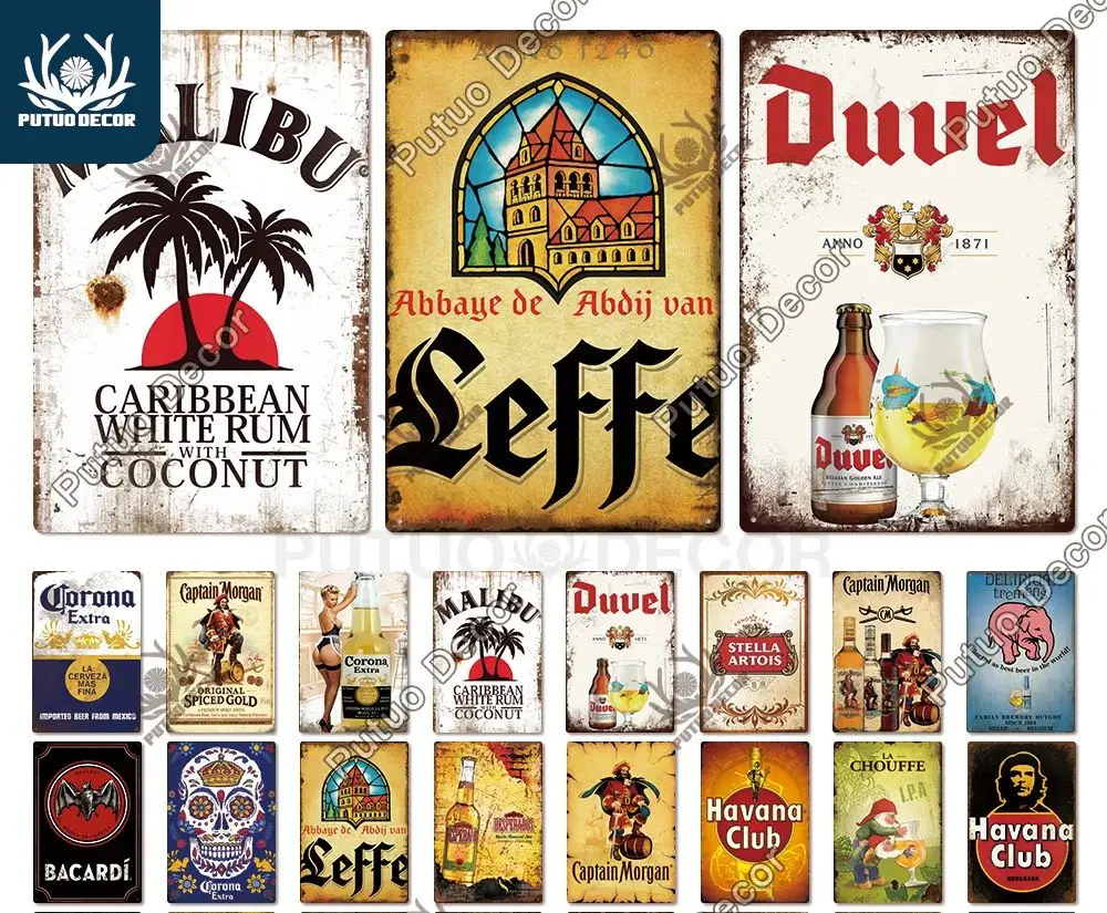 

Putuo Decor Beer Brand Plaque Vintage Tin Sign Retro Metal Sign Iron Poster Wall Art Decoration for Pub Bar Man Cave Club