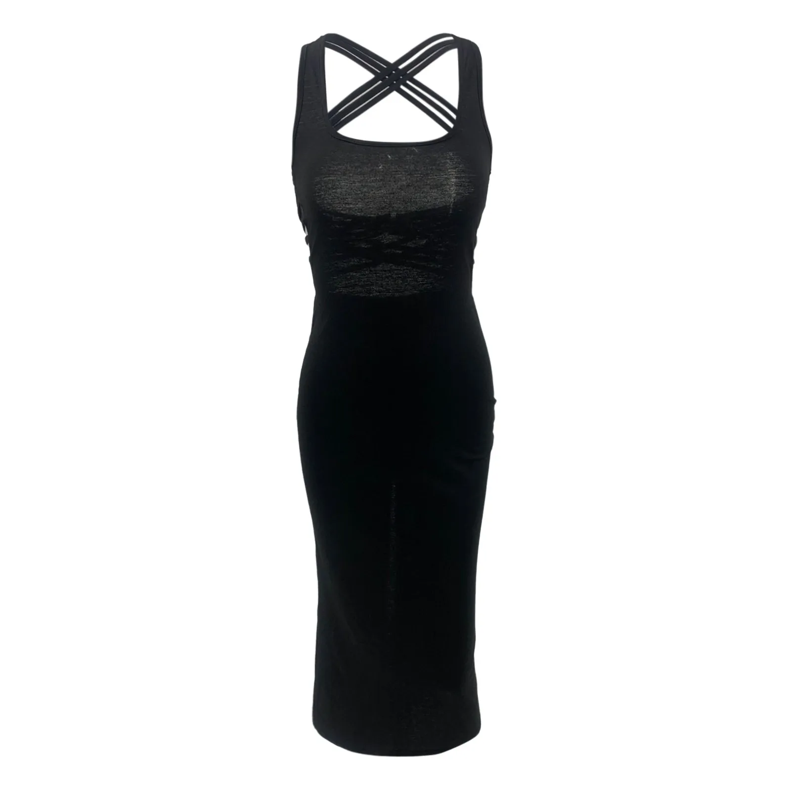 Vestidos de fiesta para mujer, Color sólido, correa cruzada, Espalda descubierta, Bodycon para mujer, envoltura de cadera, negro, 2024