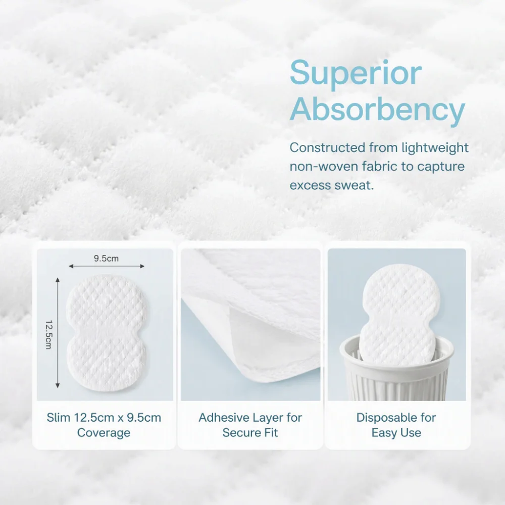 100pcs Breathable Material Underarm Sweat Pads Sweat Absorbing Core Self Adhesive Sweat Absorbing Pads Ultra Thin