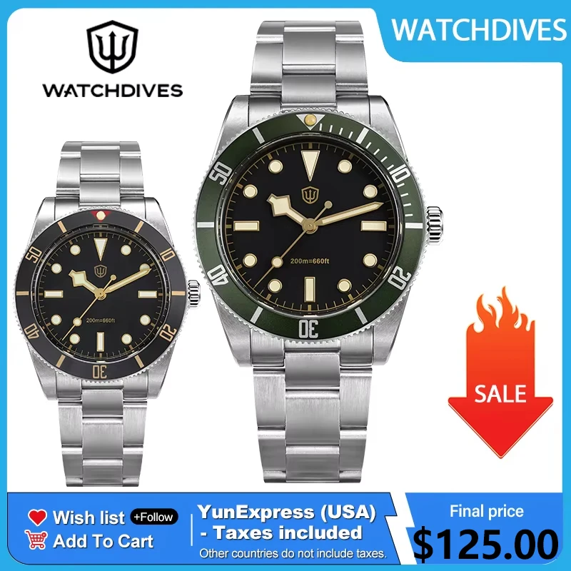 Watchdives WD7922 V2 37mm Men Watch VH31 Sweep Seconds Quartz Movemen Watches Sapphire Luminous 200m Waterproof Wristwatch