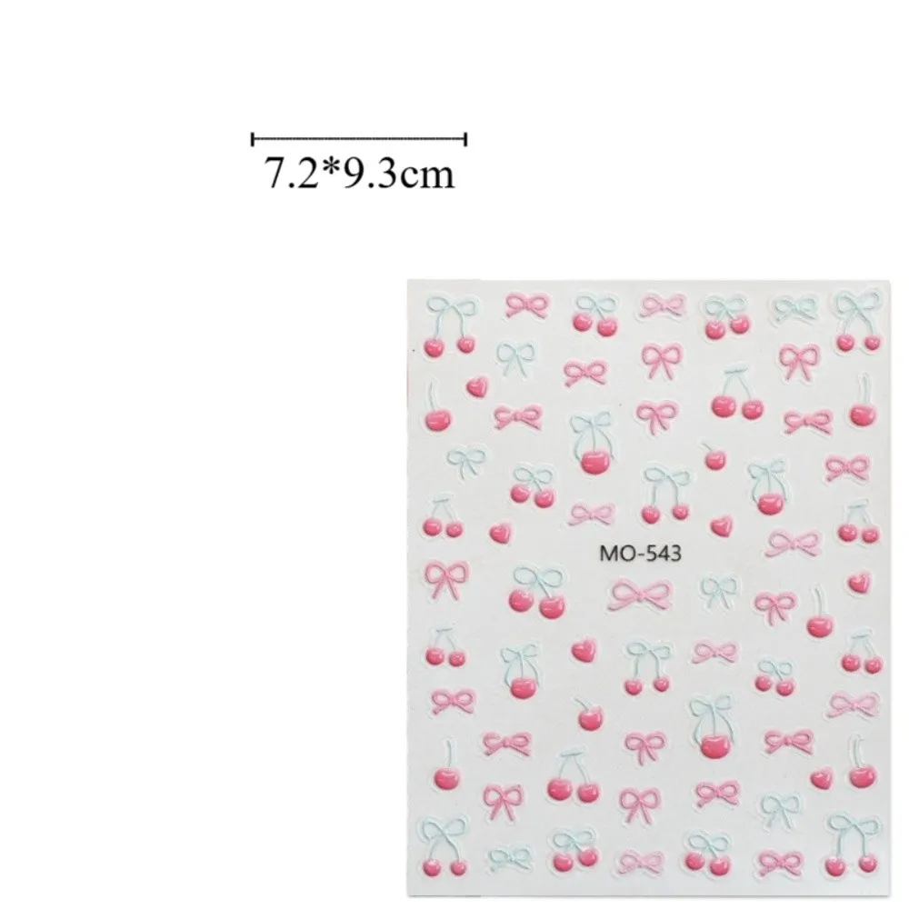 Cereja arco 3d arte do prego adesivos doce rosa azul adesivos frutas adesivos de unhas diy moda arte do prego