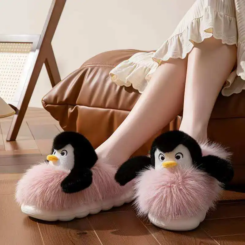 Winter indoor home-style plush slippers cute  fashionable comfortable with soft soles  anti-slip properties ideal casual wear