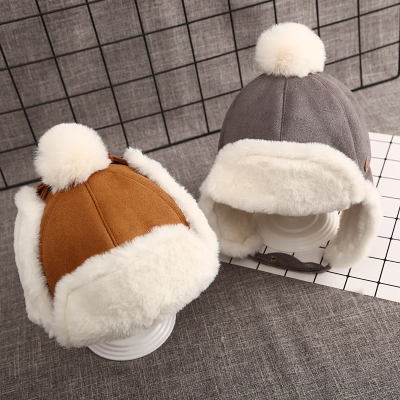 Baby Boys Girls Hat Kids Children Ear Flap Muff Winter Warm Plush Cotton Cap Outdoor Lei Feng Cap Beanie Gifts Hat 1-3 Years