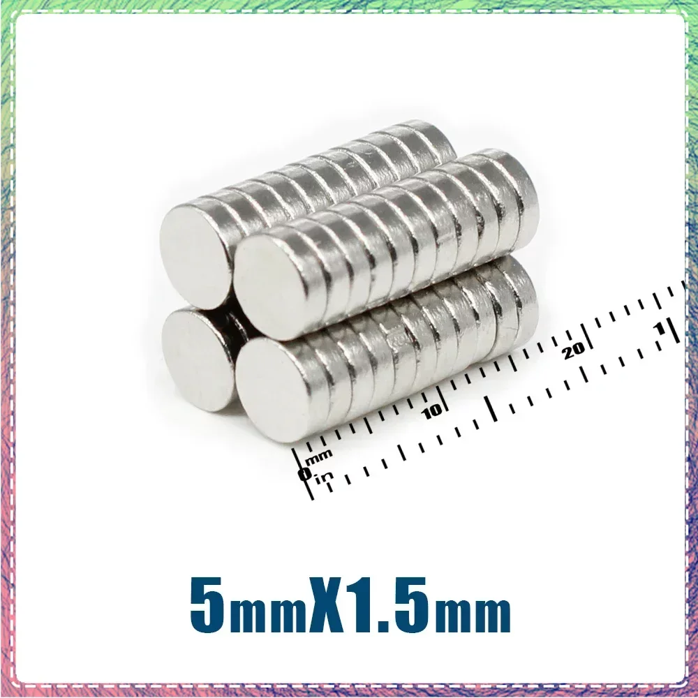 

100/200/500/1000PCS 5x1.5mm Mini Disc Super Strong Search Magnet Small Round Neodymium Magnets N35 Fridge Magnetic Sheet