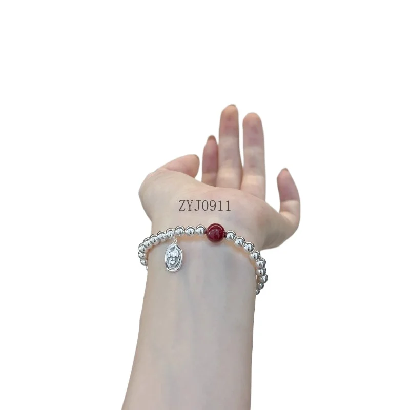 

Sterling Silver Smile Delicate Bracelet Cinnabar Birthday New Chinese Bracelet Women