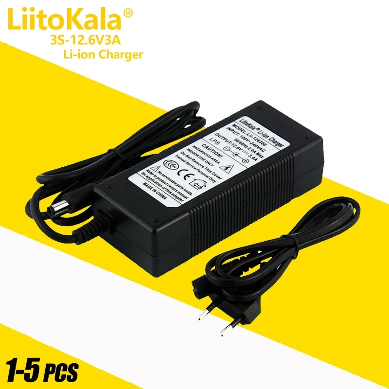 1-5pcs LiitoKala 3S 12.6V 3A 12V Power Supply lithium Battery pack Li-ion batterites Charger AC 100-240V Converter Adapter