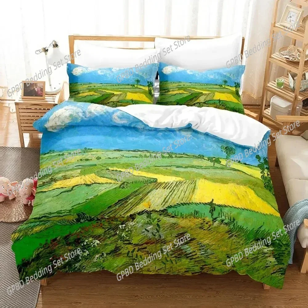 

Luxury New 3D Print Van Gogh Bedding Set Duvet Cover Bed Set Quilt Cover Pillowcase king Queen Size Boys Adult Bedding Set