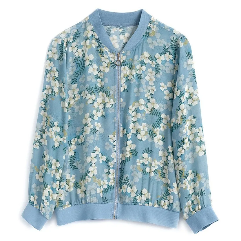 

Size M-5XL Women Chiffon Dragonfly Printing Jacket Spring Summer Thin Coat Cardigan Female Long Sleeve Tops Woman Clothes