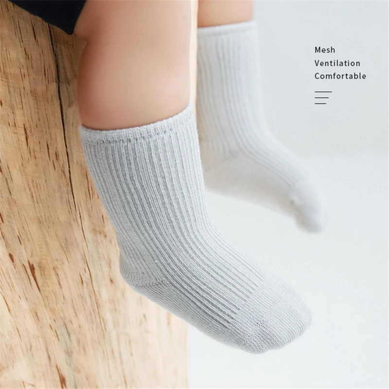 3 Pairs Autumn Winter Pink White Baby Girl Socks For Newborn Infant 0-3Years Cotton Solid Japanese Style Kids Knee High Sock