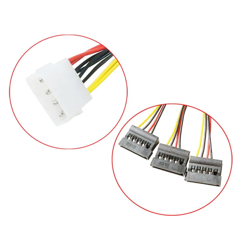 IDE to SATA Cable Splitter 1 to 3 Extend SATA Male to Big 4 Pin Female Convert Wire PC Computer Hard Disk Power Cord Adapter