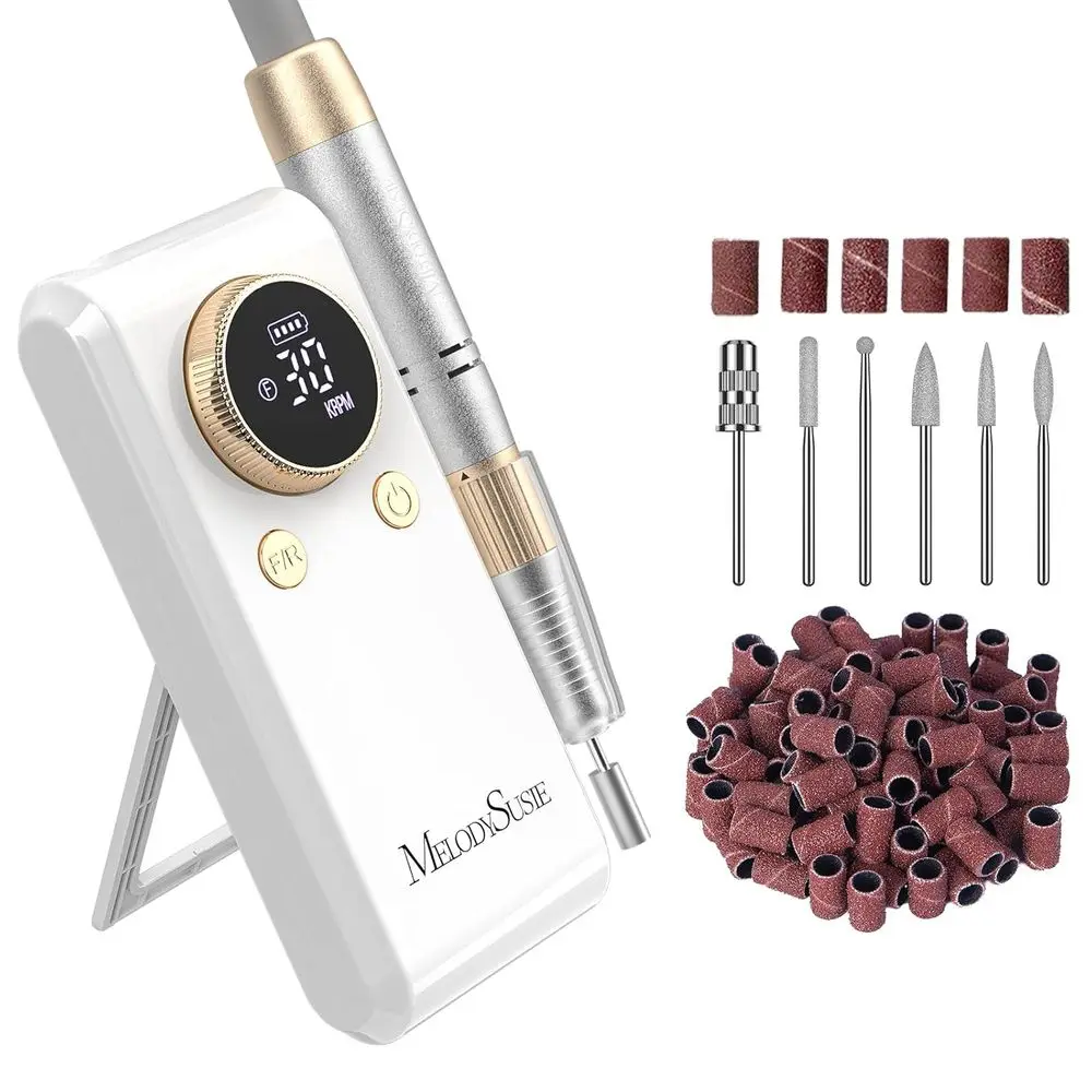 Beginner's 2-in-1 Clip-On Nail Drill with Adjustable Stand, 30000RPM for Manicure Shaping, Gel Removal, and Nail Art at Home