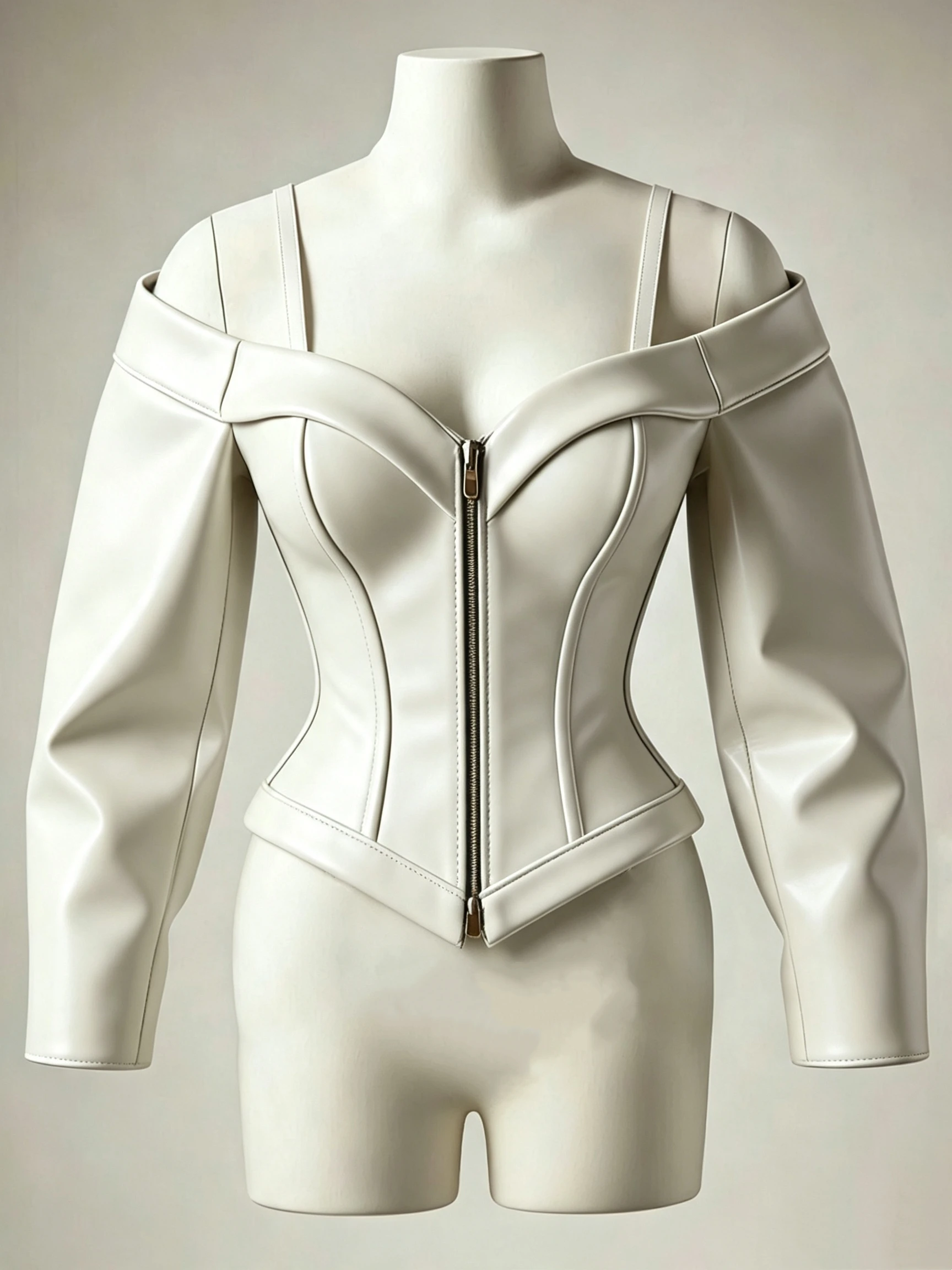 Y2K Off Shoulder PU Leather Corset Top Long Sleeve Front Zip Slim Bodycon Top Women Spaghetti Strap Club Party Streetwear Blouse