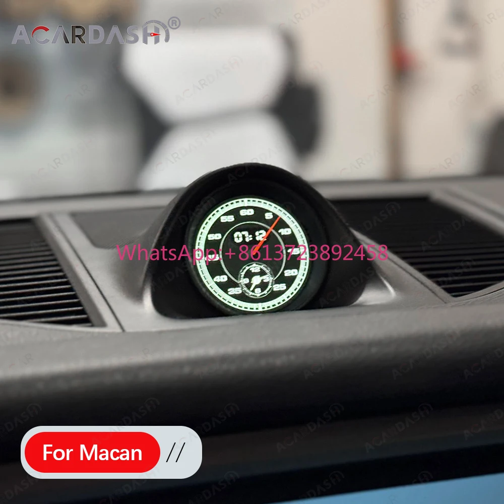 ACARDASH Digital LCD Central Clock Stopwatch Compass Digital Clock for Porsche Macan 2014-2024 with Multi Style Dial