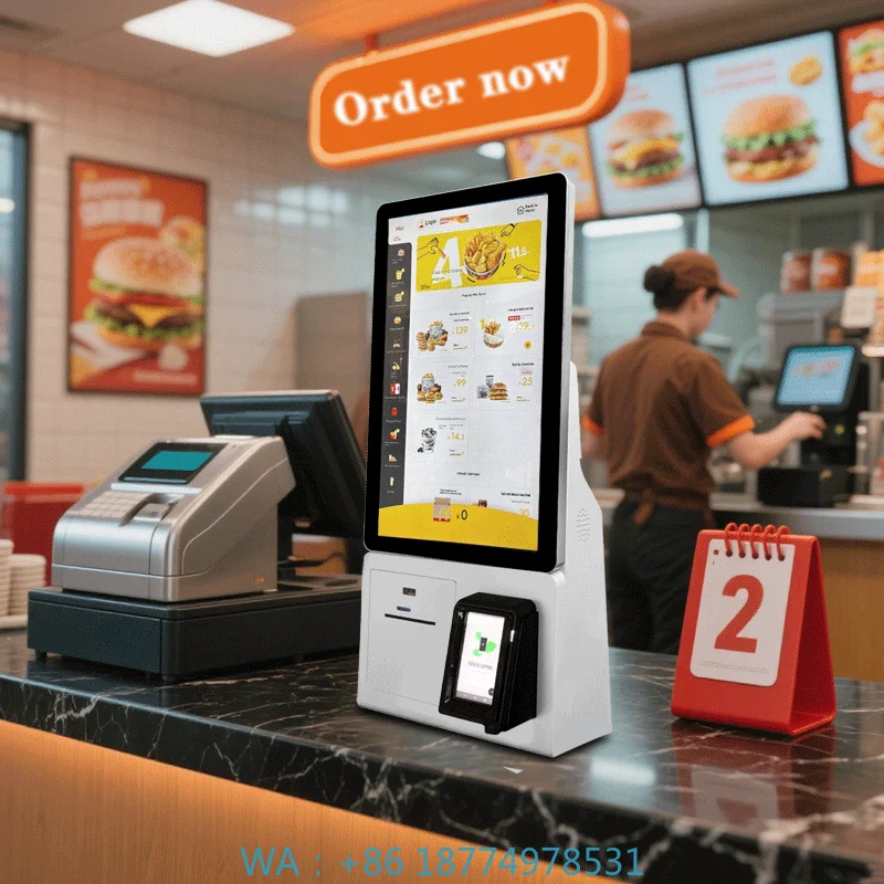 

Printer Scanner Self Service Order Payment Kiosk 21.5 32 Inch Desktop Android or windows Self Service Kiosk Machine with