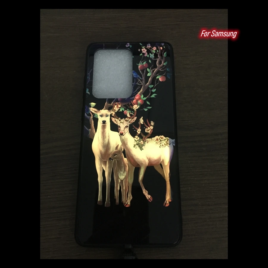 Cat Wolf Luminous Call Light Case For Samsung S22 S23 S20 Note 20 Ultra A71 A51 S21 FE Note 10Plus Cute Glass LED Phone Conque