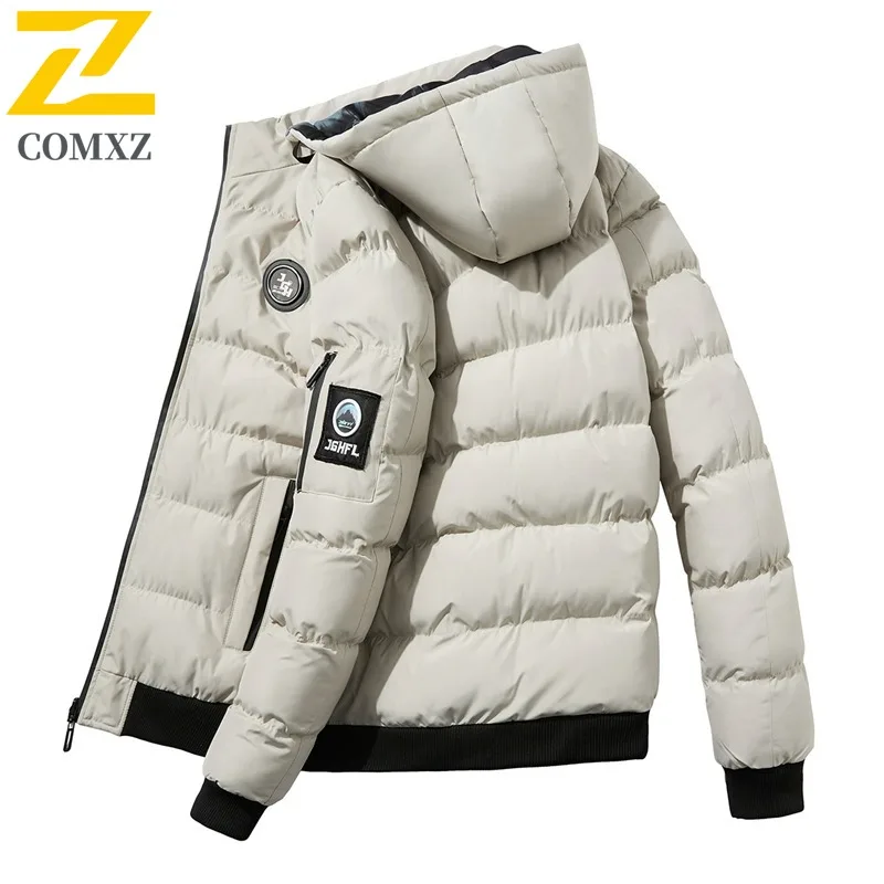 

COMXZ Роскошная мужская стеганая куртка, повседневная деловая утолщенная теплая парка в корейском стиле, облегающее ветрозащитное зимнее хлопковое пальто