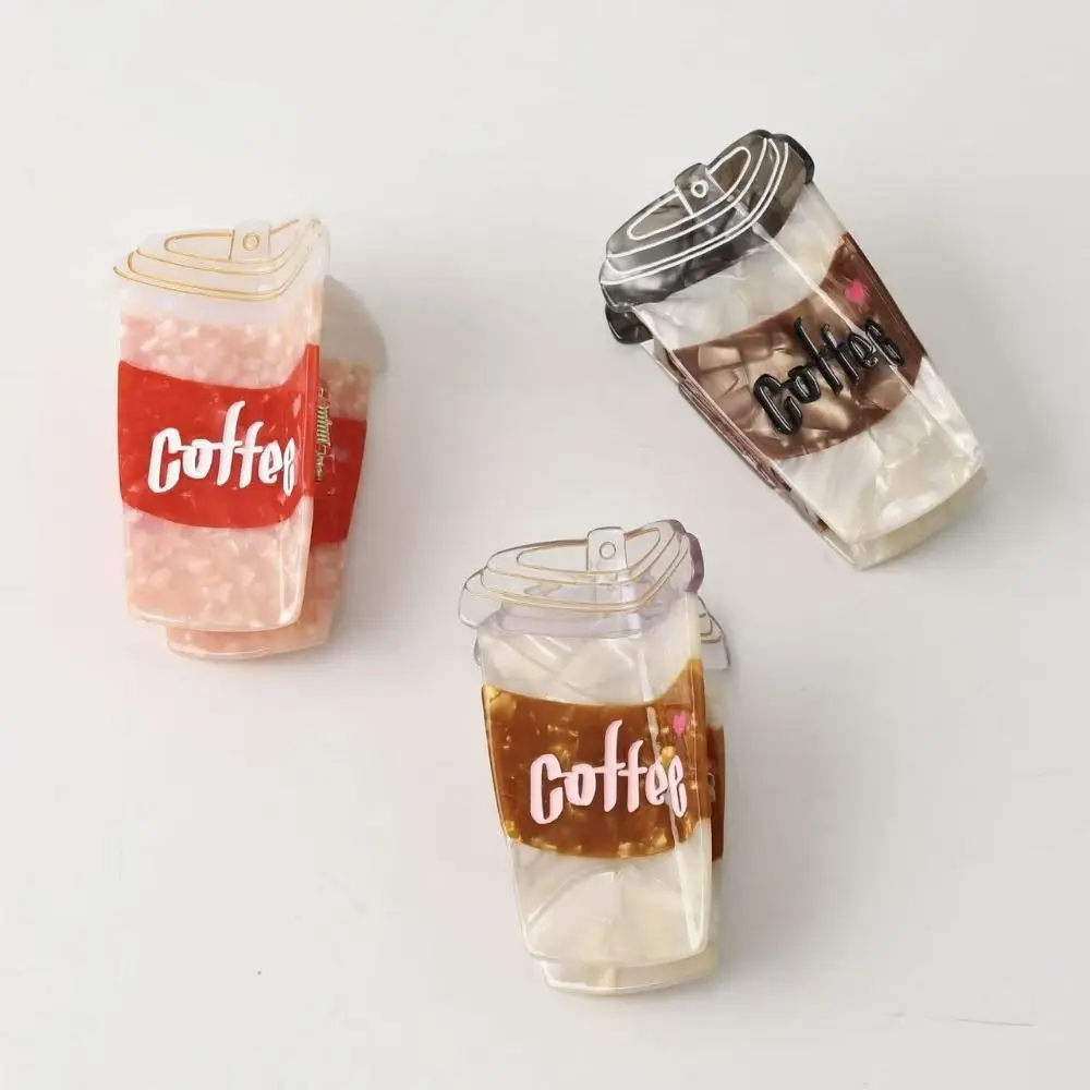 

Creative Funny Coffee Cup Shaped Hair Clip Cartoon Hairpin Mocha Ice Cream Hair Claw Cute Food Acetic Acid Shark Clip Girls