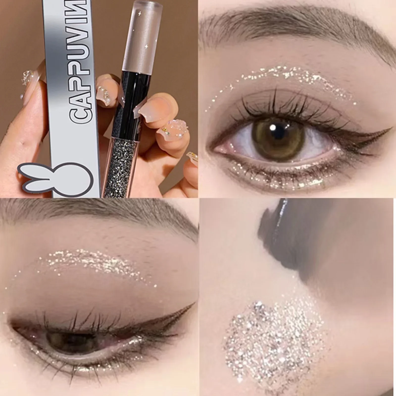 Double Head Liquid Eyeshadow Pretty Cyan Blue Glitter Diamond Eye Shadow Shimmer Matte Natural Waterproof Eye Makeup