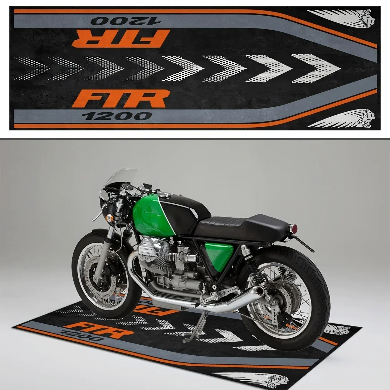 1pc VIKAMA Premium Flannel Motorcycle Carpet, Parking Mat, Oil-Proof, Anti-Slip, Stain-Proof, Home Decoration gift for brithday