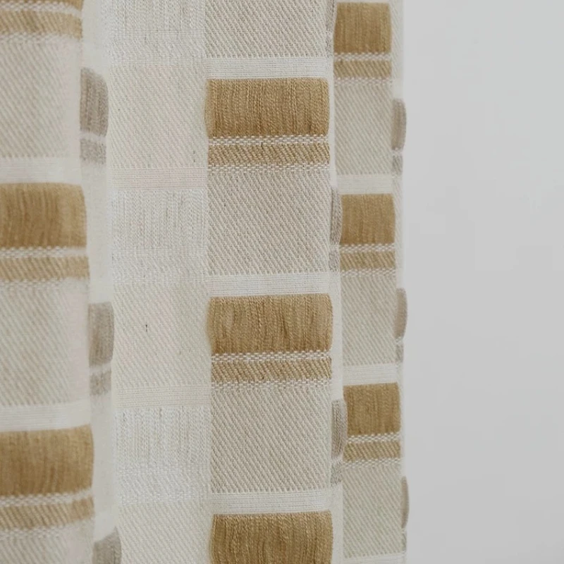 Hollow Cotton and Linen Woven Jacquard Curtains for Living Room and Bedroom Partition Curtains Customized Finished Door Curtains
