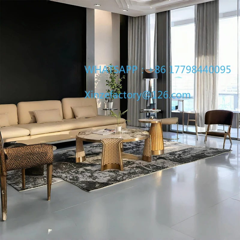 طاولة قهوة رخامية حديثة قابلة للتخصيص، طاولة جانبية إبداعية فاخرة #4