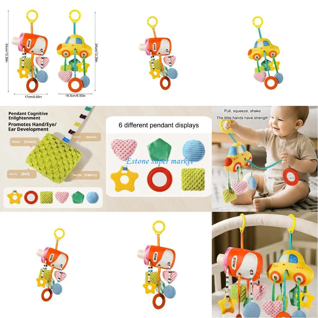 090B ベビーベッド用の対照的な動物の形をした多目的幼児視覚発達玩具