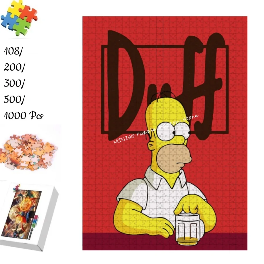 

The Simpsons Duff Jigsaw Puzzle Tangram Game for Adults Children Multiple Size 108/200/300/500/1000 Pieces Wooden Puzzle Gift