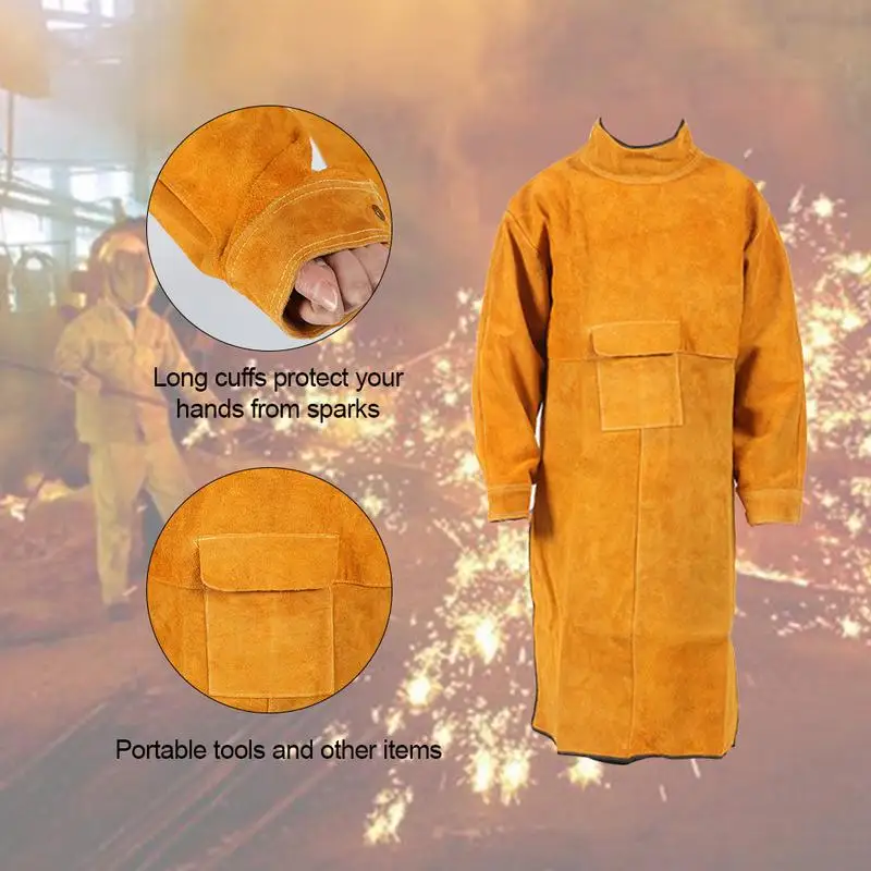 Cowhide Leather Welder Apron Work Safety Workwear Glaziers Blacksmith Apron Electric Welding Safety Clothing