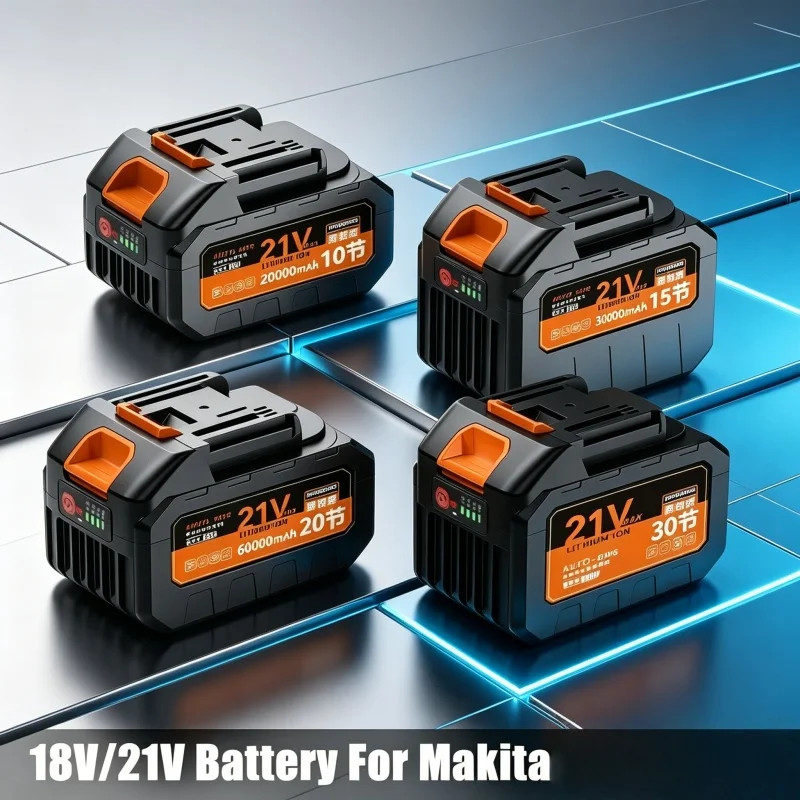 Replacement for Makita 18V-21V Lithium-Ion Battery 60000mAh with LED