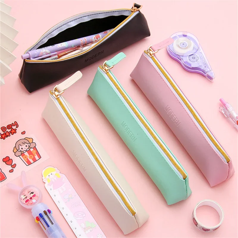 Small PU Leather Pencil Bags Cute Pencil Case School Stationery Storage Bag Kawaii Girl Pen Case Makeup Bag Cosmetic Bag Neceser