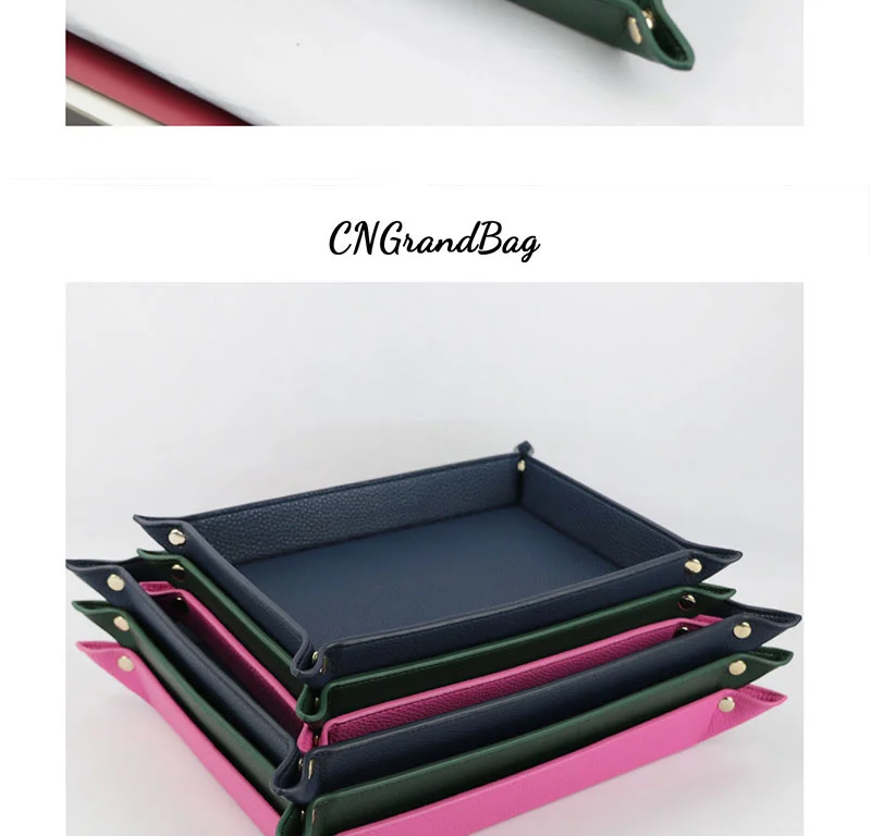 Free Customized Foldable PU Leather Tray for DIce Table Key Wallet Coin Organizer Square Tray Desktop Storage Box Jewelry Tray