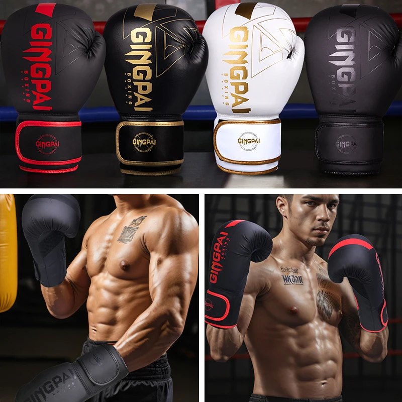 6 8 10 12 14 OZ PU Kick Boxing guanti Karate Muay Thai Guantes De Boxeo Free Fight MMA Sanda Training per adulti uomo donna