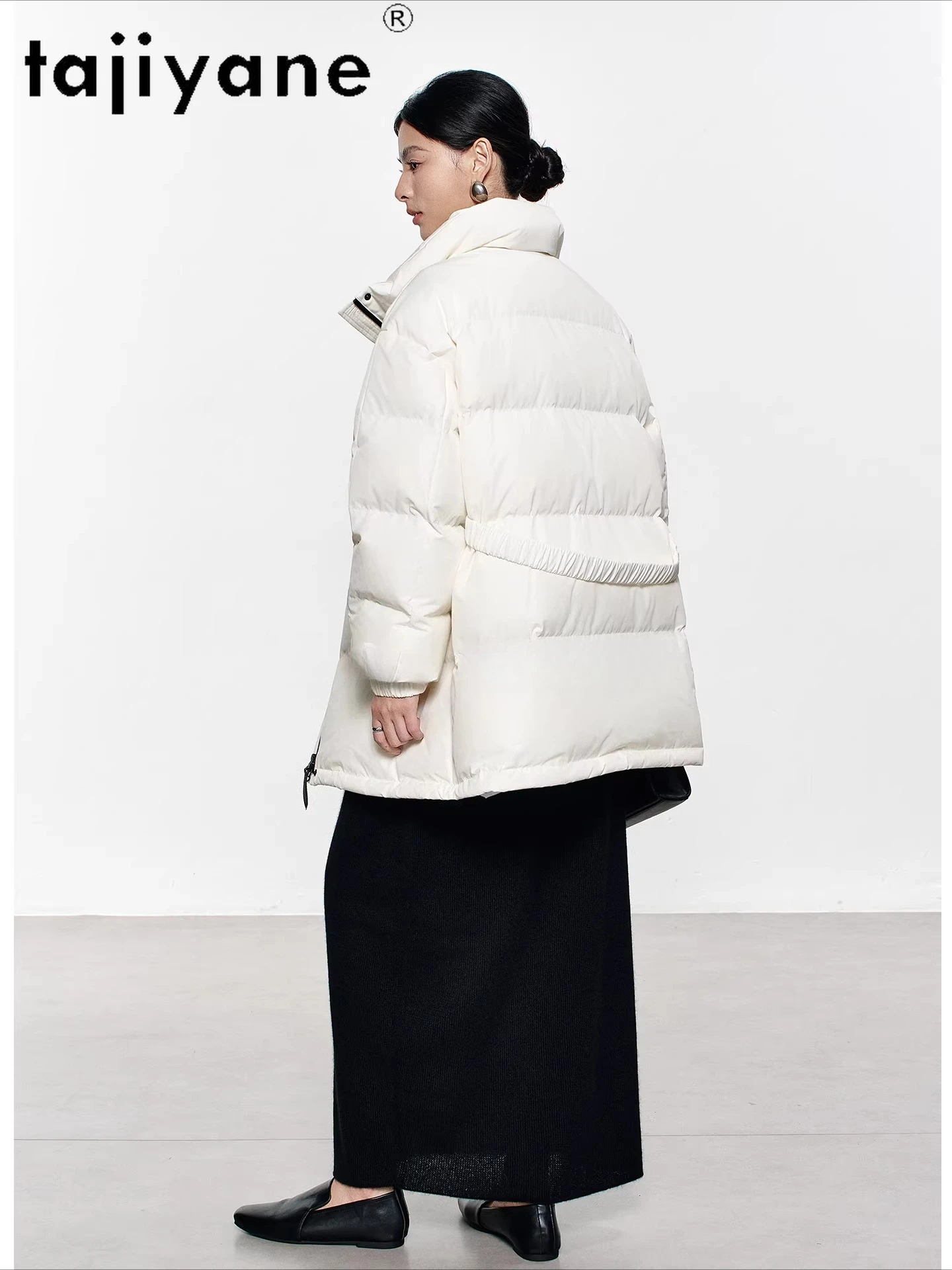 TAJIYANE 90% Goose Down Jacket Woman Stylish Belted Waist Down Coats Mid-Length Warm Puffer Jackets 2025 Winter Women Clothes 패딩