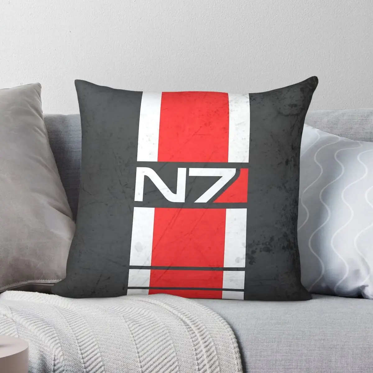 Mass Effect N7 Special Forces Stripes Square Pillowcase Polyester Linen Velvet Printed Zip Decor Pillow Case Home Cushion Case