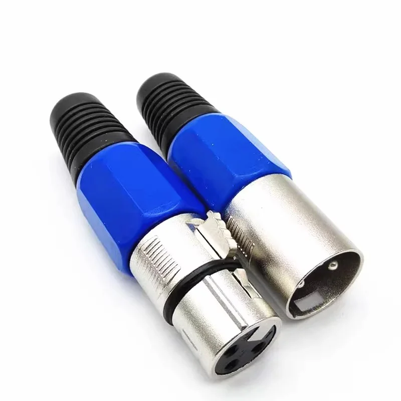 5/20/100PCS 3Pin Blue Three-core Swiss XLR Male And Female Wiring Line Plug 3-Core Card Faucet Microphone Connector